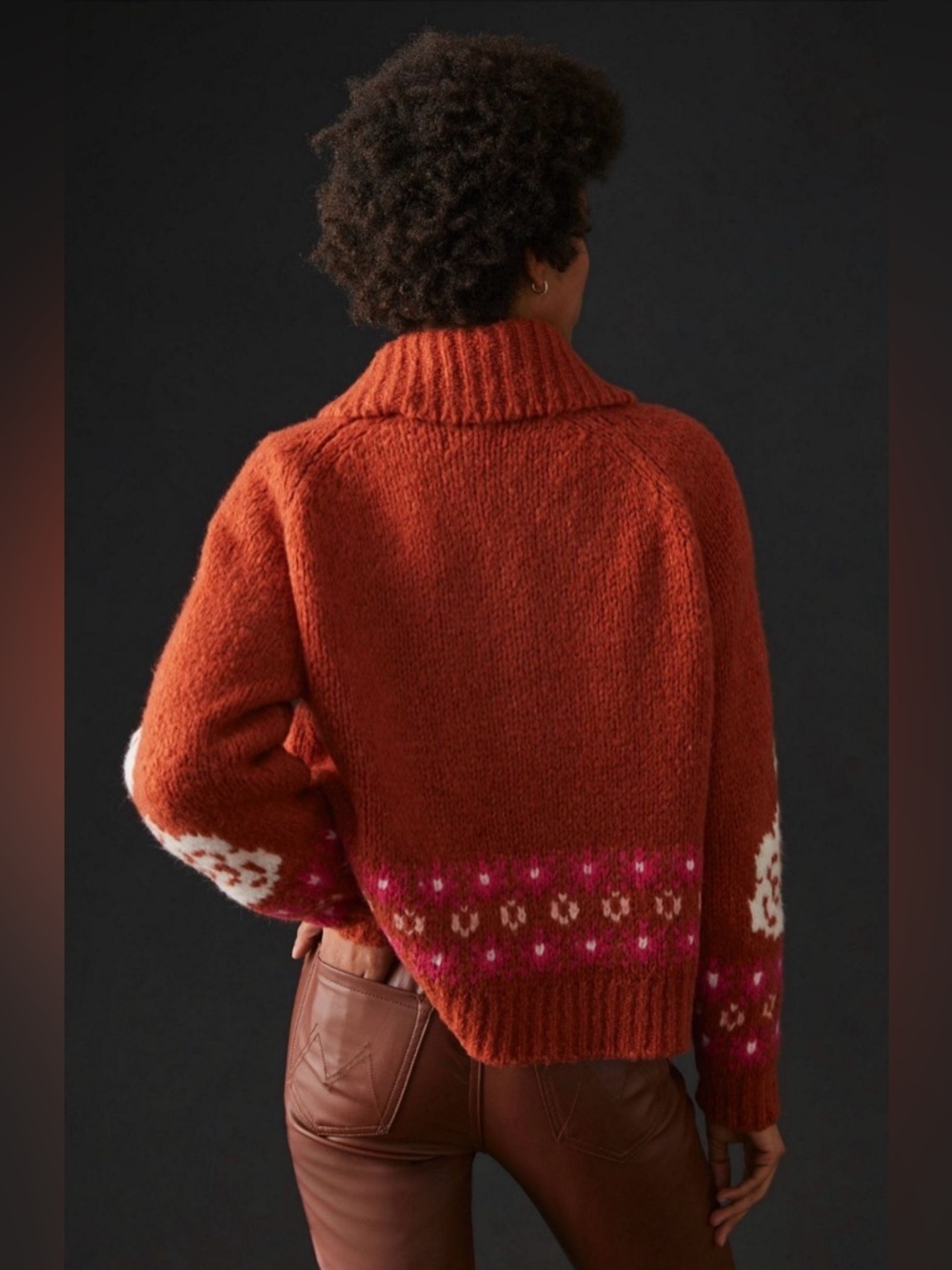 ANTHROPOLOGIE MAEVE ZIP FRONT CARDIGAN IN RED SWAN - Picture 2 of 11